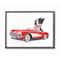 Stupell Industries Dog Driving Vintage Red Convertible Wall Art in Black Frame